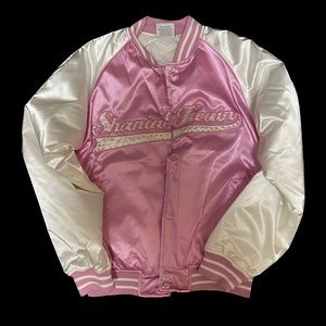 Shania Twain 2004 UP! Tour Pink Concert Satin Rhinestone Bomber Jacket Womens L